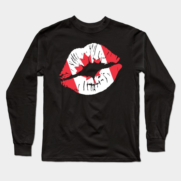 Kiss me I'm Canadian! Long Sleeve T-Shirt by LILNAYSHUNZ